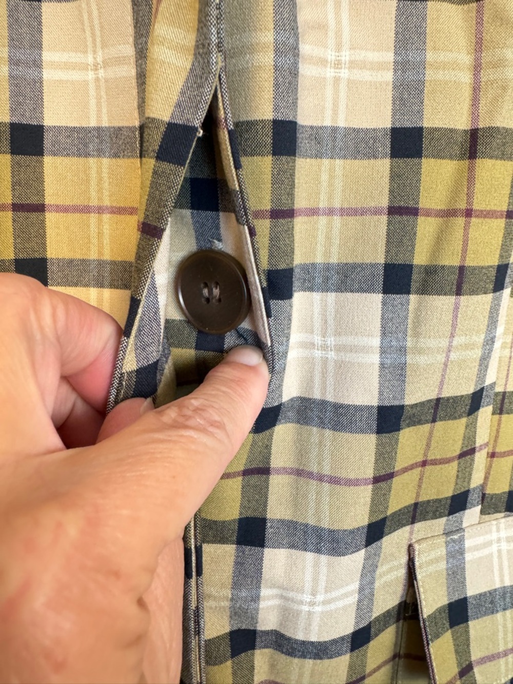 1. State Folklore Plaid Notched Lapel Mac Checked Trench Coat Lightweight XL - Picture 6 of 14